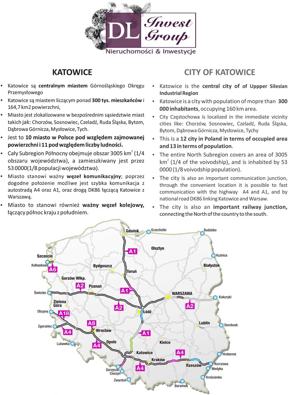 Industrial Region Katowice is a city with population of mopre than 300 000 inhabitants, occupying 160 km area.