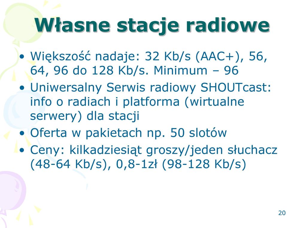 platforma (wirtualne serwery) dla stacji Oferta w pakietach np.