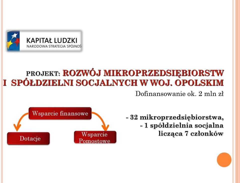 2 mln zł Dotacje Wsparcie finansowe Wsparcie Pomostowe - 32