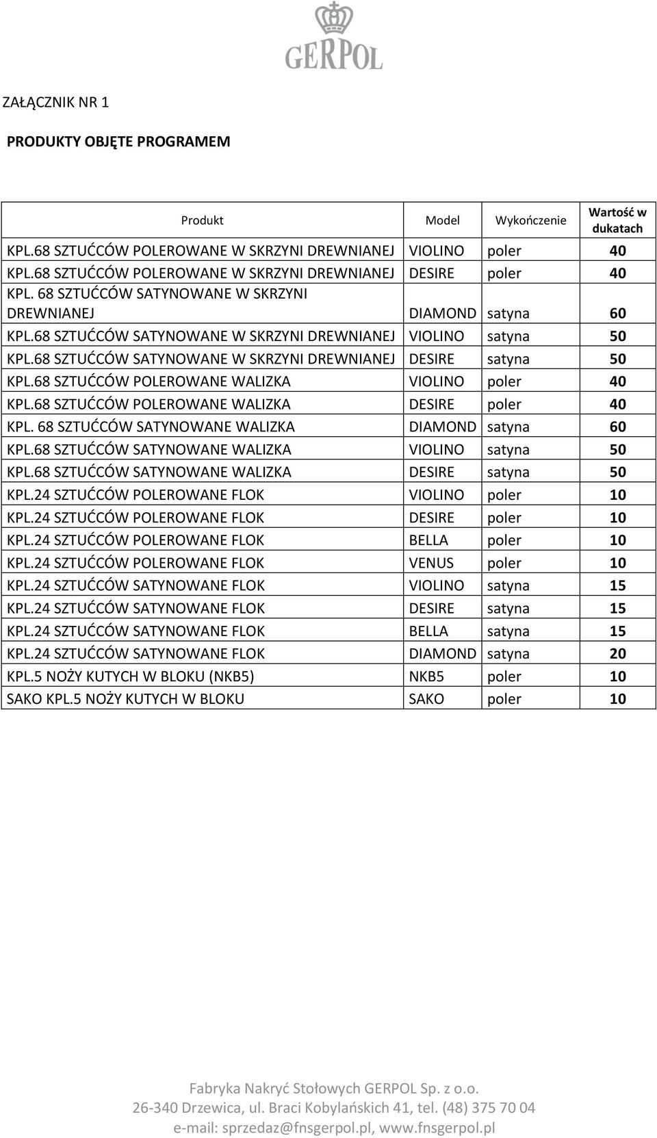 68 SZTUĆCÓW SATYNOWANE W SKRZYNI DREWNIANEJ DESIRE satyna 50 KPL.68 SZTUĆCÓW POLEROWANE WALIZKA VIOLINO poler 40 KPL.68 SZTUĆCÓW POLEROWANE WALIZKA DESIRE poler 40 KPL.