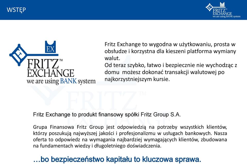 Fritz Exchange to produkt finansowy spółki Fritz Group S.A.