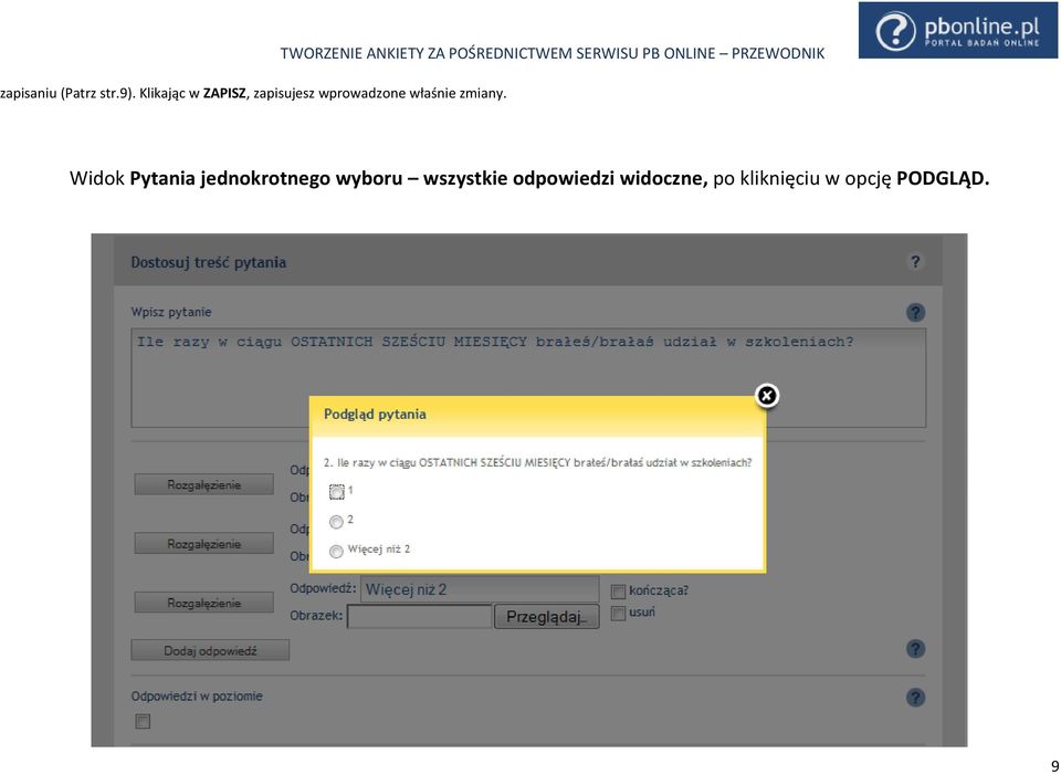 TWORZENIE ANKIETY ZA POŚREDNICTWEM SERWISU PB ONLINE