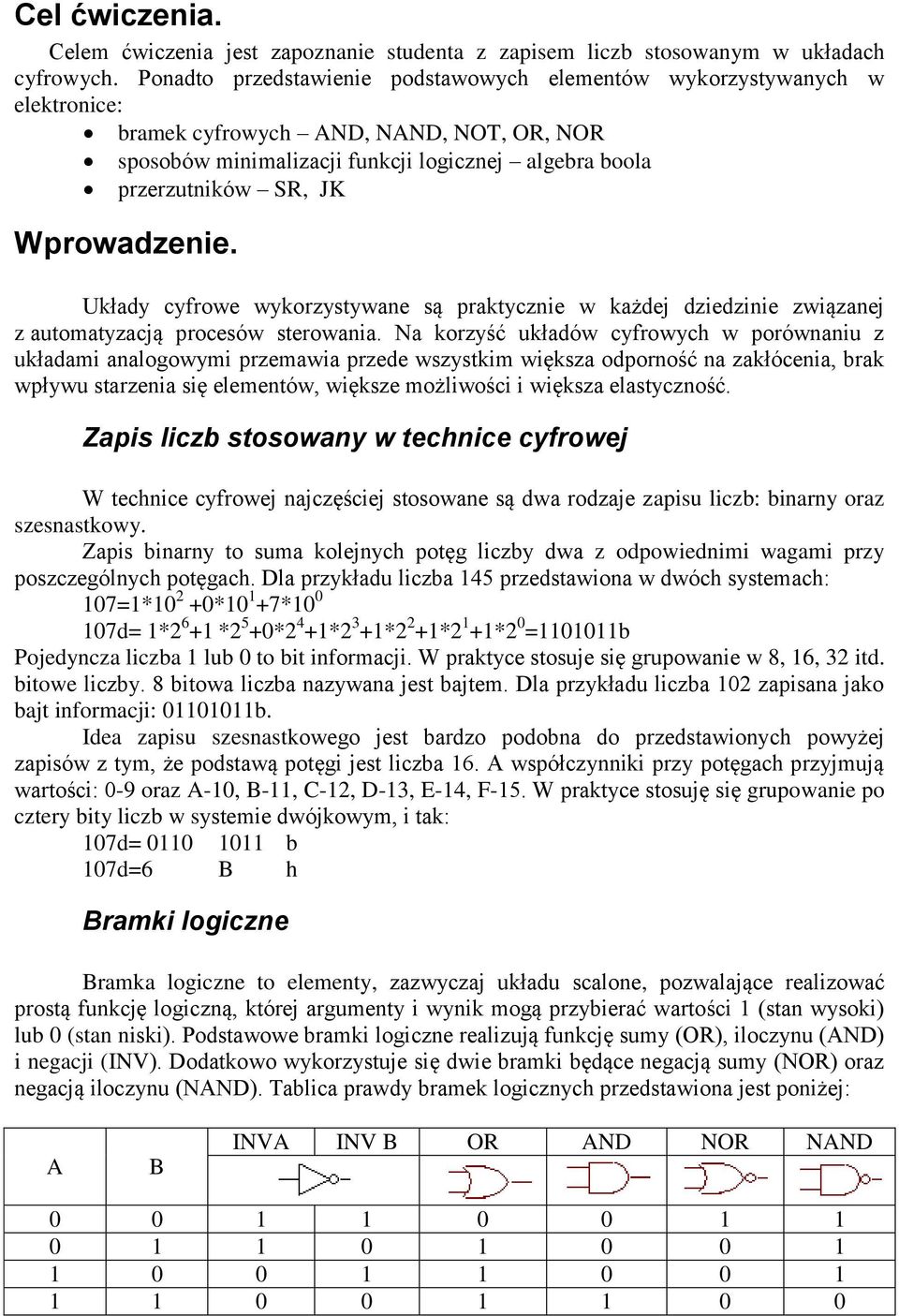 Wprowadzenie. Układy cyfrowe wykorzystywane są praktycznie w każdej dziedzinie związanej z automatyzacją procesów sterowania.