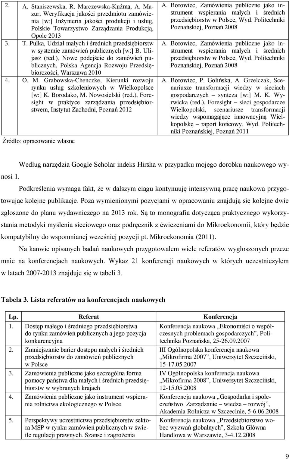 ), Nowe podejście do zamówień publicznych, Polska Agencja Rozwoju Przedsiębiorczości, Warszawa 2010 4. O. M. Grabowska-Chenczke, Kierunki rozwoju rynku usług szkoleniowych w Wielkopolsce [w:] K.