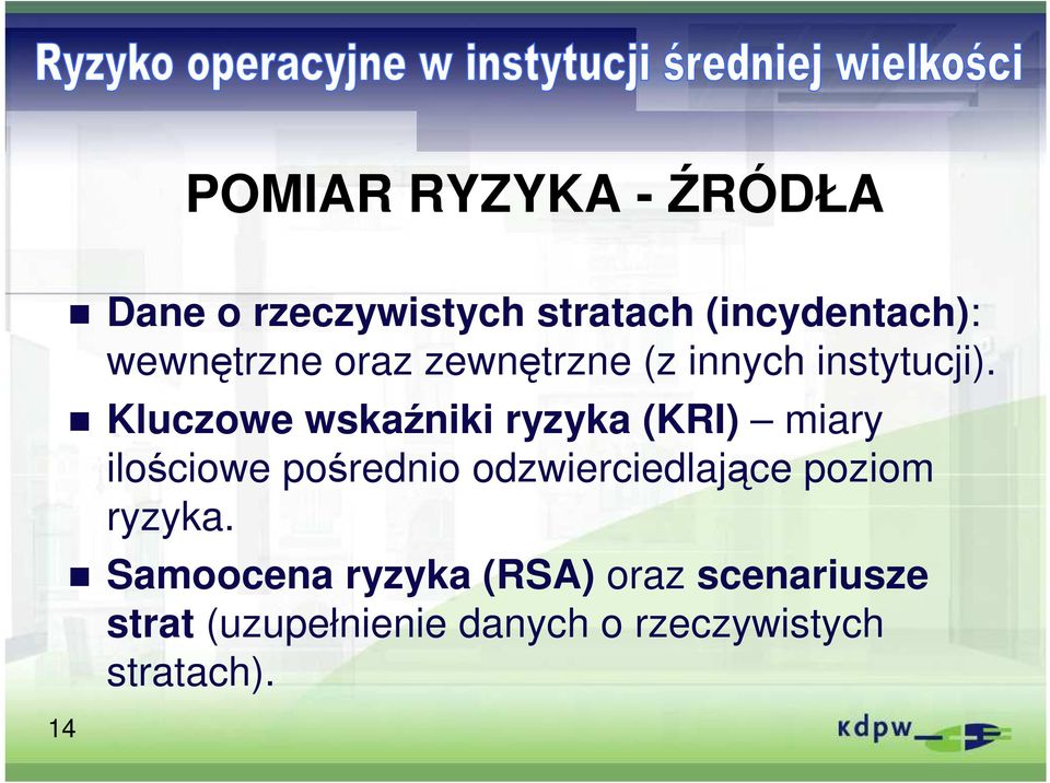 Kluczowe wskaźniki ryzyka (KRI) miary ilościowe pośrednio odzwierciedlające