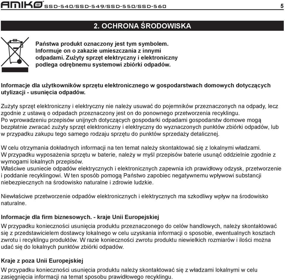 Informacje dla użytkowników sprzętu elektronicznego w gospodarstwach domowych dotyczących utylizacji - usunięcia odpadów.