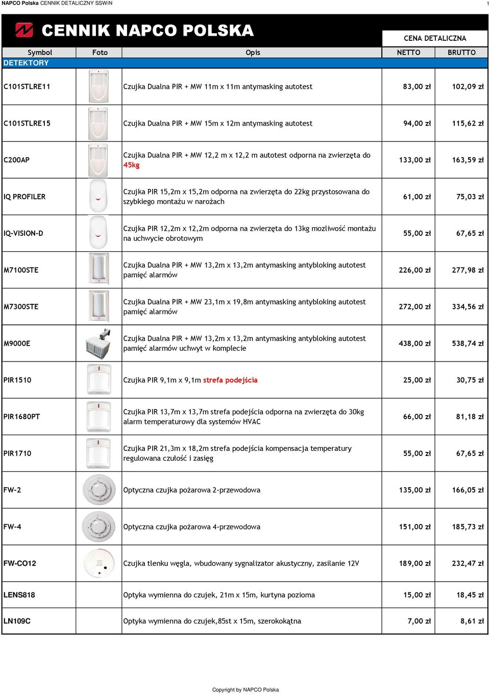 odporna na zwierzęta do 22kg przystosowana do szybkiego montaŝu w naroŝach 61,00 zł 75,03 zł IQ-VISION-D Czujka PIR 12,2m x 12,2m odporna na zwierzęta do 13kg mozliwość montaŝu na uchwycie obrotowym