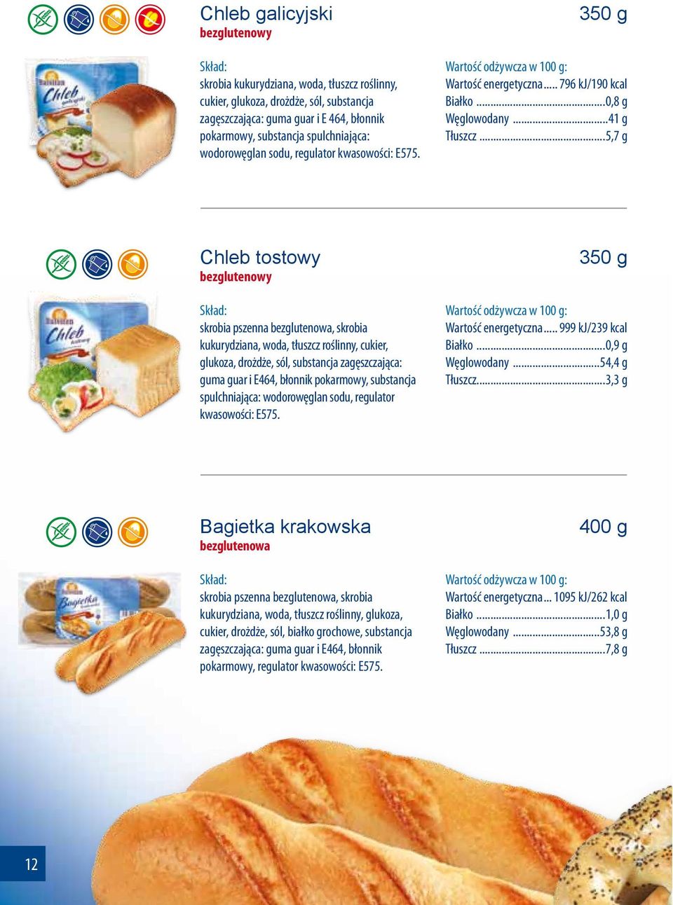 ..5,7 g kukurydziana, woda, tłuszcz roślinny, cukier, glukoza, drożdże, sól, substancja zagęszczająca: guma guar i E464, błonnik pokarmowy, substancja spulchniająca: wodorowęglan sodu, regulator