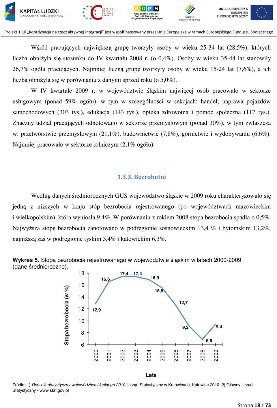 W IV kwartale 2009 r. w województwie śląskim najwięcej osób pracowało w sektorze usługowym (ponad 59% ogółu), w tym w szczególności w sekcjach: handel; naprawa pojazdów samochodowych (303 tys.