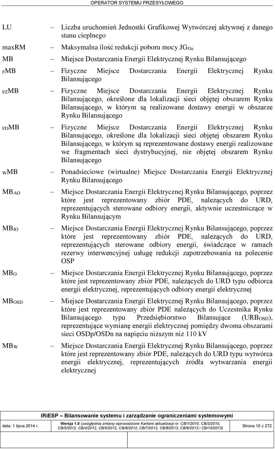 objętej obszarem Rynku Bilansującego, w którym są realizowane dostawy energii w obszarze Rynku Bilansującego FDMB Fizyczne Miejsce Dostarczania Energii Elektrycznej Rynku Bilansującego, określone dla