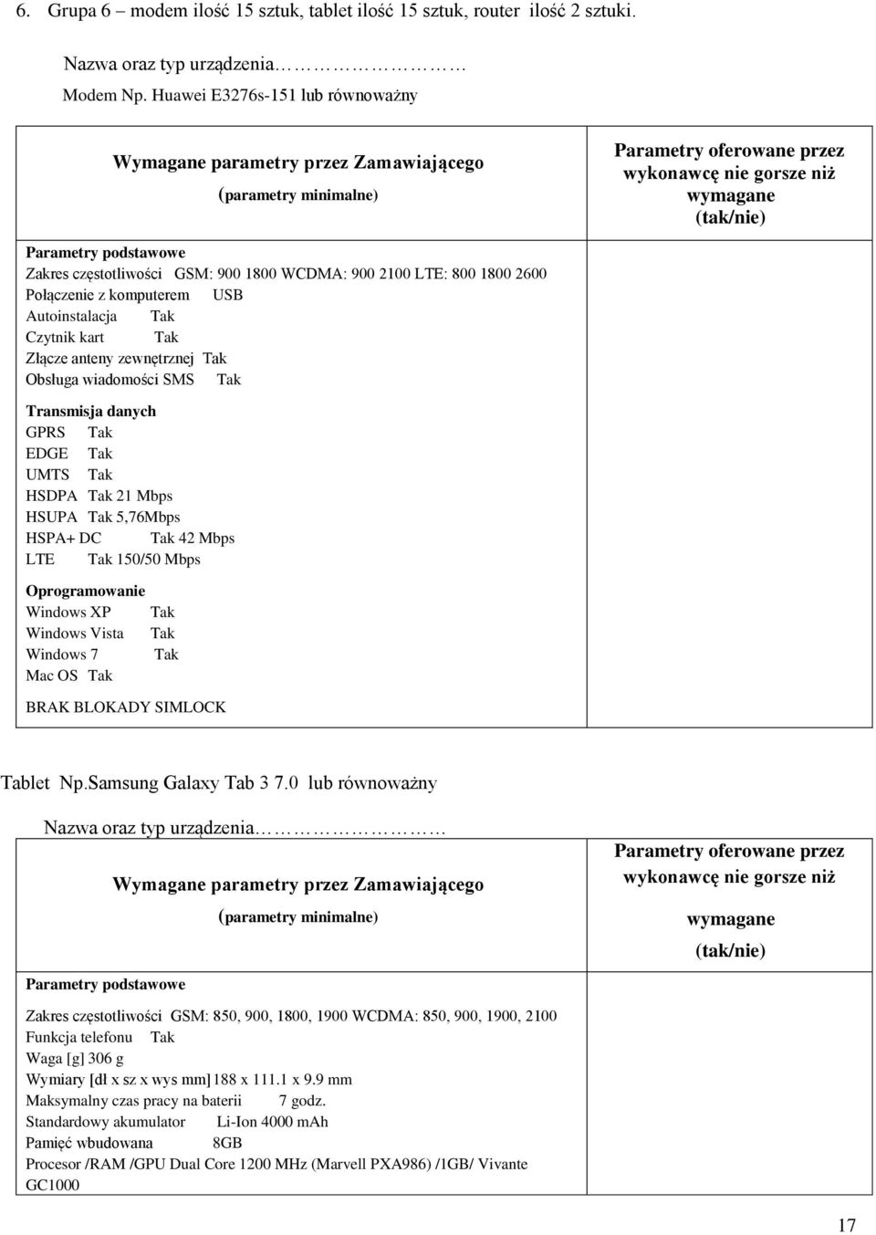 częstotliwości GSM: 900 1800 WCDMA: 900 2100 LTE: 800 1800 2600 Połączenie z komputerem USB Autoinstalacja Czytnik kart Złącze anteny zewnętrznej Obsługa wiadomości SMS Transmisja danych GPRS EDGE