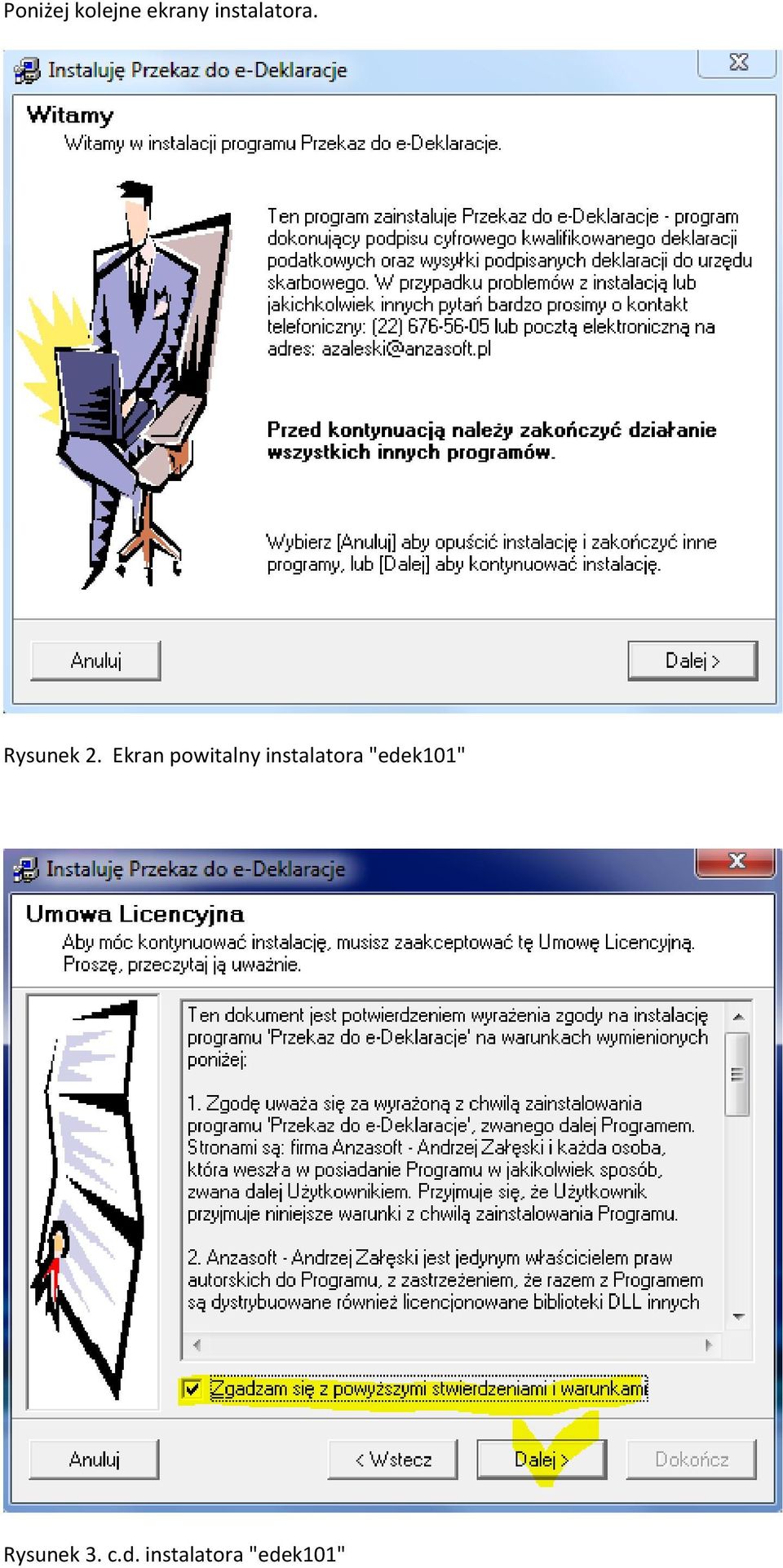 Ekran powitalny instalatora