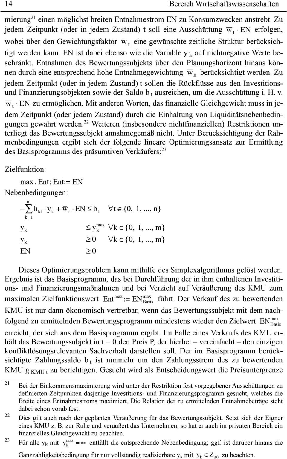 EN ist dabei ebenso wie die Variable y k auf nichtnegative Werte beschränkt.