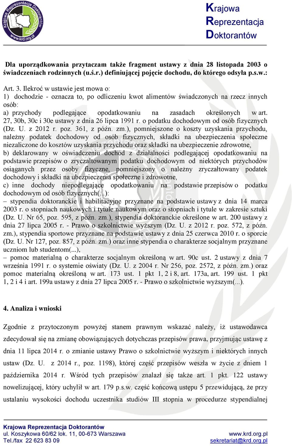 27, 30b, 30c i 30e ustawy z dnia 26 lipca 1991 r. o podatku dochodowym od osób fizycznych (Dz. U. z 2012 r. poz. 361, z późn. zm.