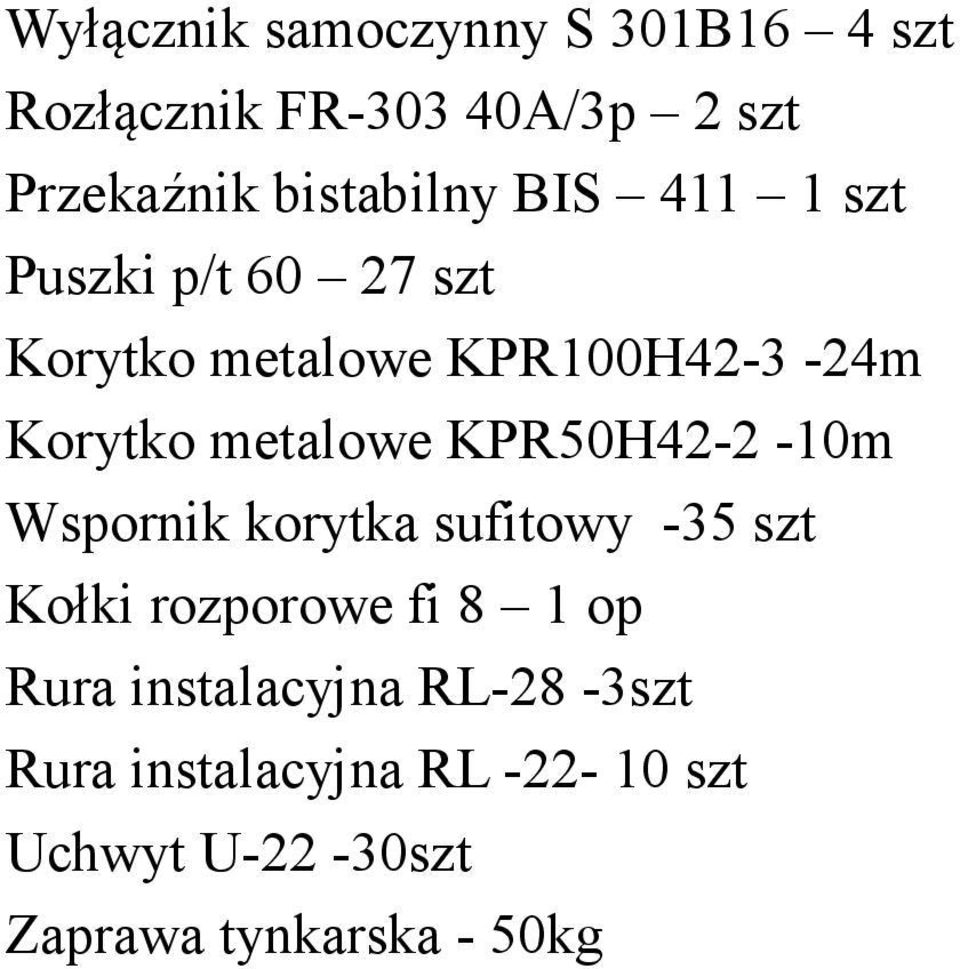 KPR50H42-2 -10m Wspornik korytka sufitowy -35 szt Kołki rozporowe fi 8 1 op Rura