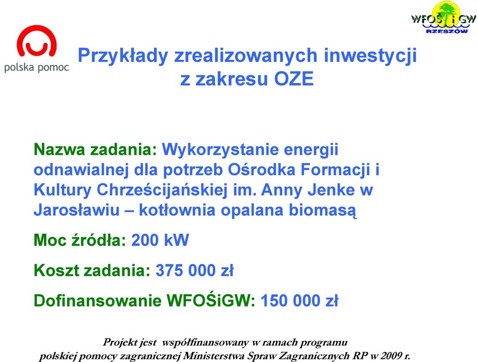 Anny Jenke w Jarosławiu kotłownia opalana biomasą Moc