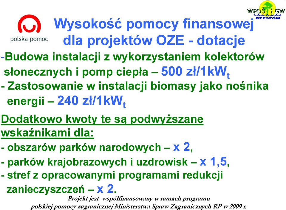 zł/1kw t Dodatkowo kwoty te są podwyższane wskaźnikami dla: - obszarów parków narodowych x 2, -