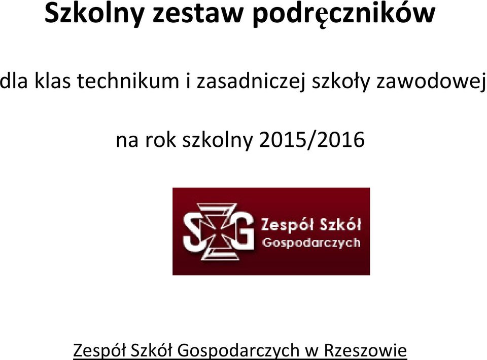 zawodowej na rok szkolny 2015/2016