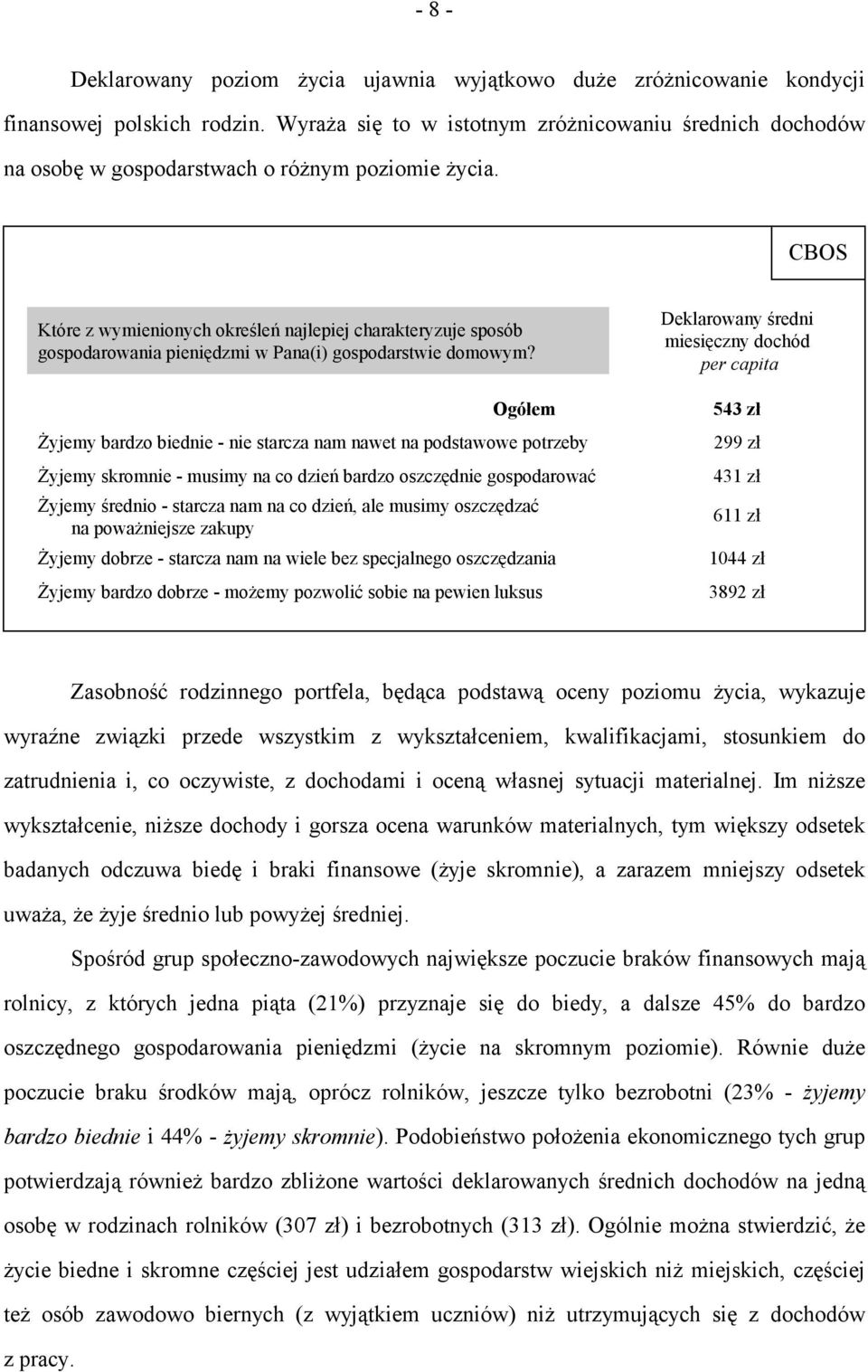 CBOS Które z wymienionych określeń najlepiej charakteryzuje sposób gospodarowania pieniędzmi w Pana(i) gospodarstwie domowym?