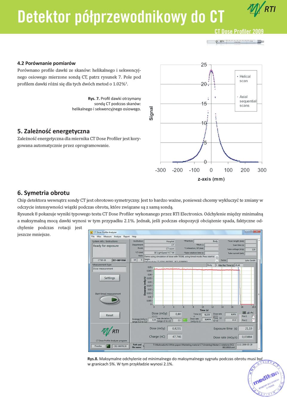 Zależność energetyczna Zależność energetyczna dla miernika CT Dose Profiler jest korygowana automatycznie przez oprogramowanie. 6.