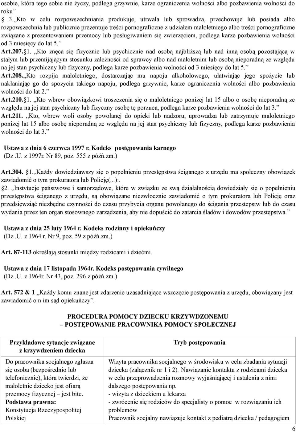 pornograficzne związane z prezentowaniem przemocy lub posługiwaniem się zwierzęciem, podlega karze pozbawienia wolności od 3 miesięcy do lat 5. Art.207. 1.