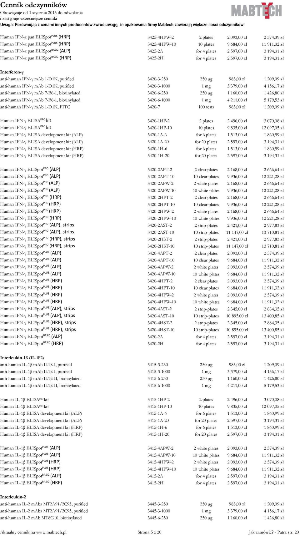 IFN-γ mab 7-B6-1, biotinylated 3420-6-250 3420-6-1000 anti-human IFN-γ mab 1-D1K, FITC 3420-7 100 tests 983,00 zł 1 209,09 zł Human IFN-γ ELISA PRO kit Human IFN-γ ELISA PRO kit Human IFN-γ ELISA