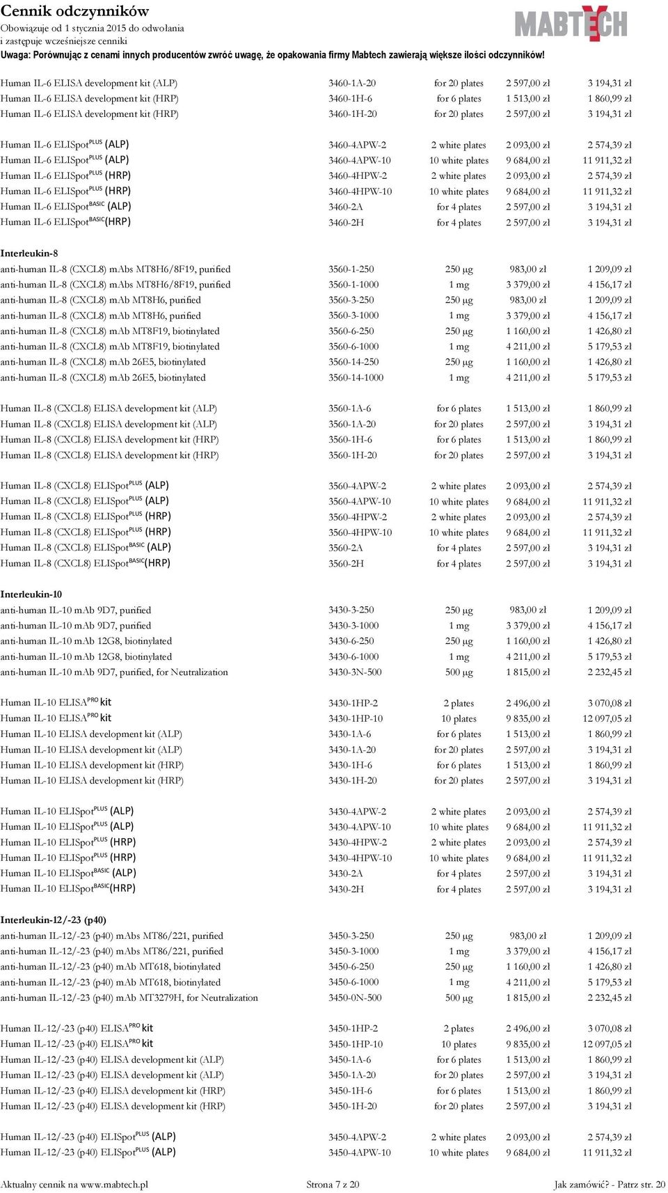 Interleukin-8 anti-human IL-8 (CXCL8) mabs MT8H6/8F19, purified 3560-1-250 983,00 zł 1 209,09 zł anti-human IL-8 (CXCL8) mabs MT8H6/8F19, purified 3560-1-1000 3 379,00 zł 4 156,17 zł anti-human IL-8