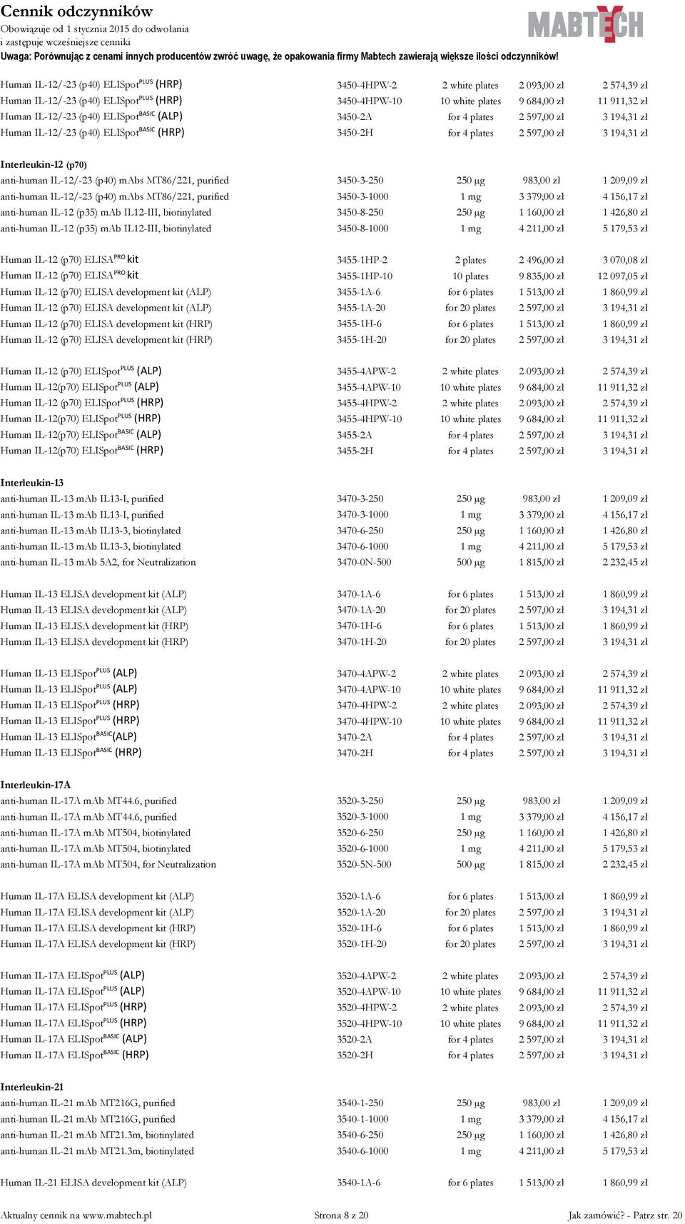 anti-human IL-12 (p35) mab IL12-III, biotinylated anti-human IL-12 (p35) mab IL12-III, biotinylated 3450-8-250 3450-8-1000 Human IL-12 (p70) ELISA PRO kit Human IL-12 (p70) ELISA PRO kit Human IL-12