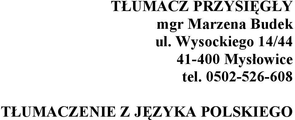 Wysockiego 14/44 41-400