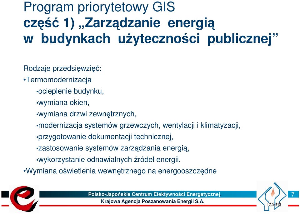 przygotowanie dokumentacji technicznej, zastosowanie systemów zarządzania energią, wykorzystanie odnawialnych źródeł energii.