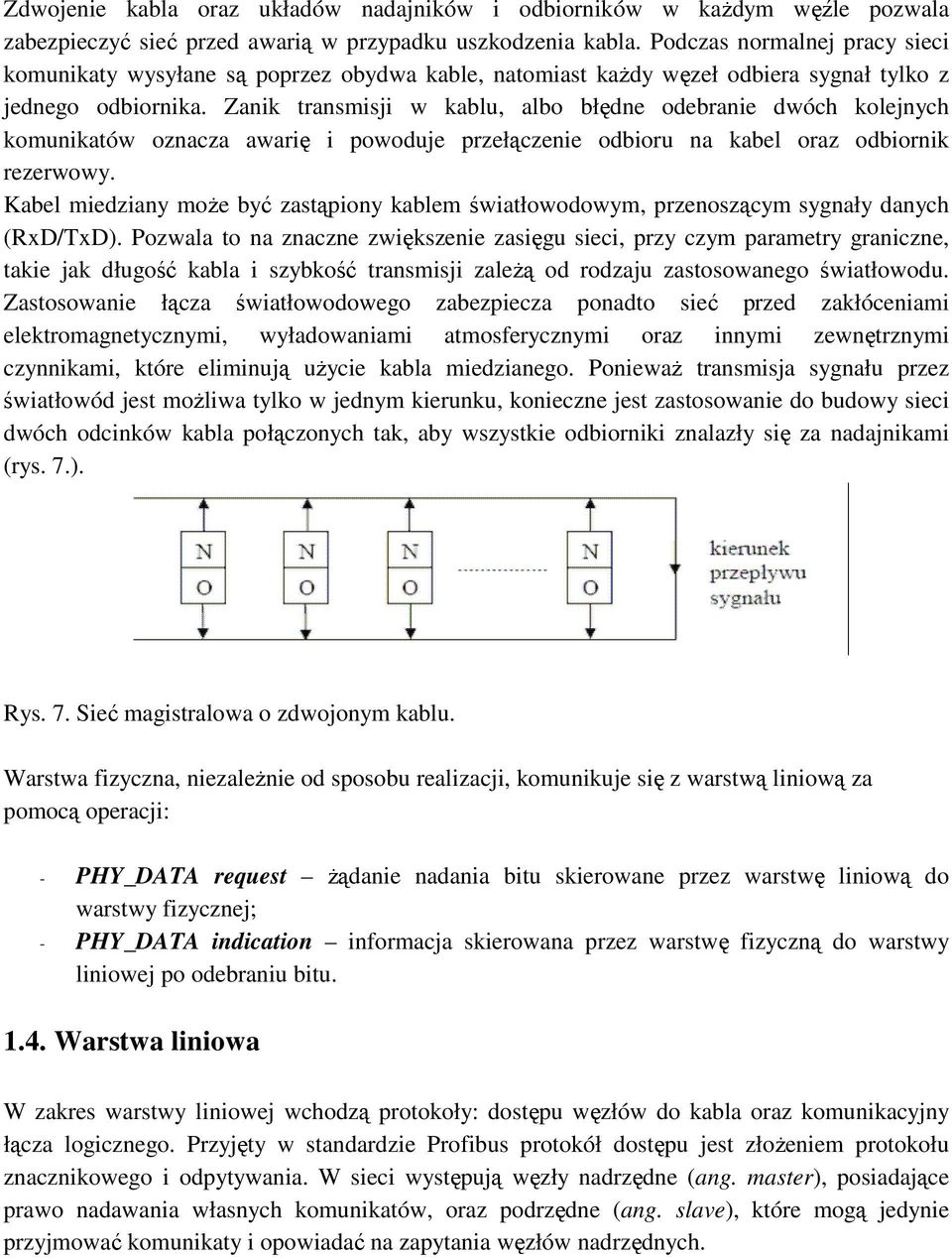 Zanik transmisji w kablu, albo błędne odebranie dwóch kolejnych komunikatów oznacza awarię i powoduje przełączenie odbioru na kabel oraz odbiornik rezerwowy.