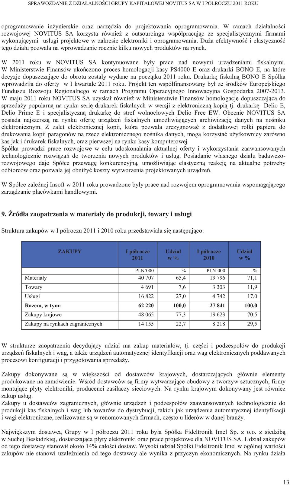 Du a efektywno i elastyczno tego działu pozwala na wprowadzanie rocznie kilku nowych produktów na rynek. W 2011 roku w NOVITUS SA kontynuowane były prace nad nowymi urz dzeniami fiskalnymi.