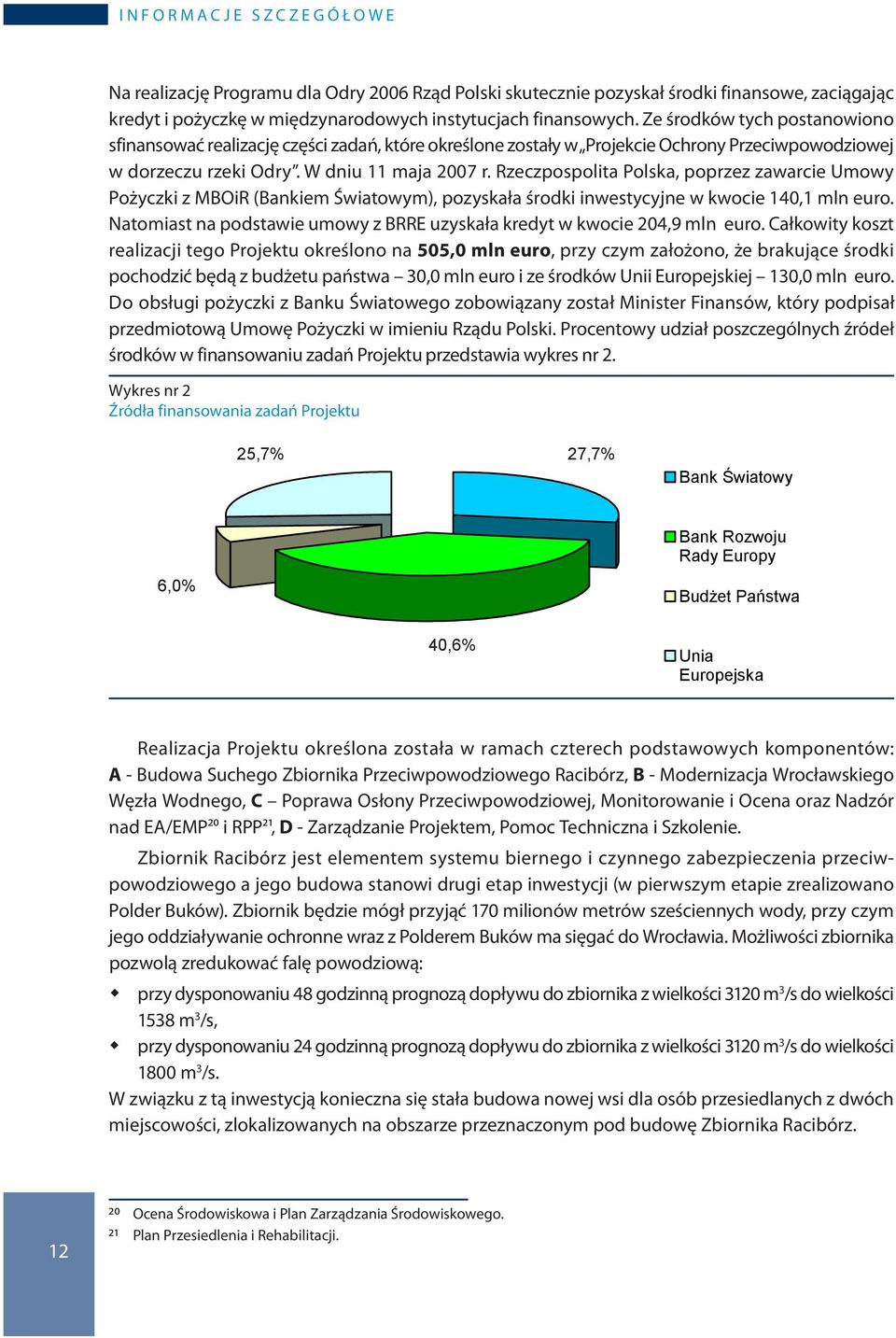 Rzeczpospolita Polska, poprzez zawarcie Umowy Pożyczki z MBOiR (Bankiem Światowym), pozyskała środki inwestycyjne w kwocie 140,1 mln euro.