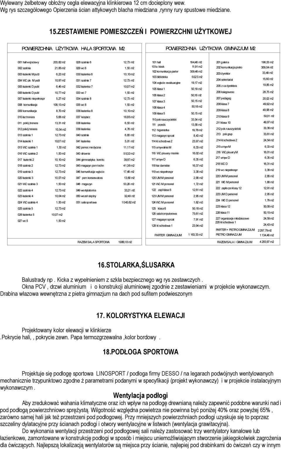 łazienki D publ 006 łazienki D publ 007 łazienki niepełnospr 008 komunikacja 009 komunikacja 010 łaz trenera 011 pokój trenera 012 pokój trenera 013 szatnia 1 014 łazienki 1 203,82 m2 21,85 m2 6,22