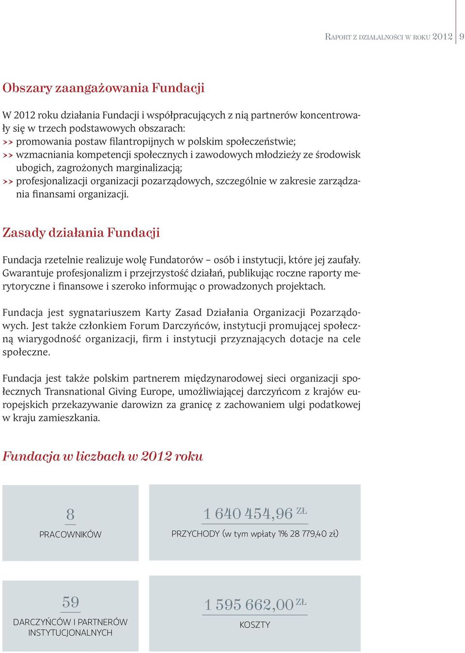 pozarządowych, szczególnie w zakresie zarządzania finansami organizacji. Zasady działania Fundacji Fundacja rzetelnie realizuje wolę Fundatorów osób i instytucji, które jej zaufały.