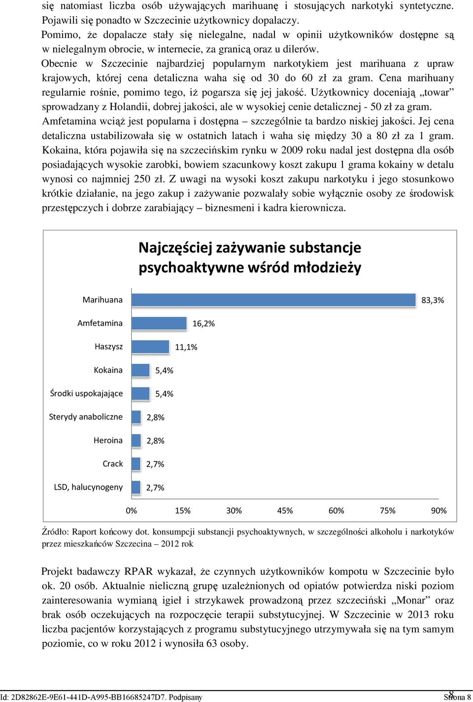 Obecnie w Szczecinie najbardziej popularnym narkotykiem jest marihuana z upraw krajowych, której cena detaliczna waha się od 30 do 60 zł za gram.