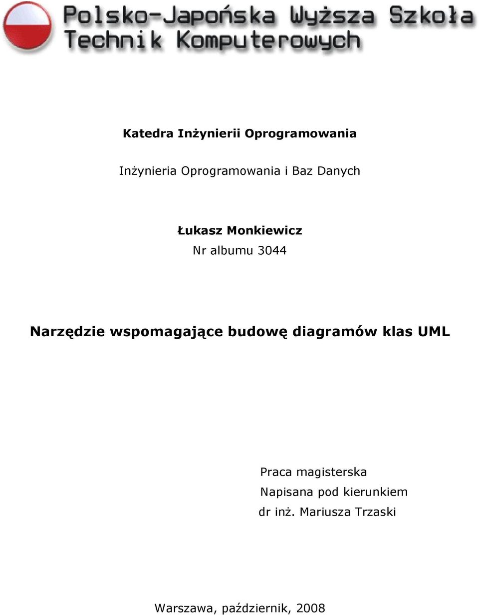 wspomagające budowę diagramów klas UML Praca magisterska