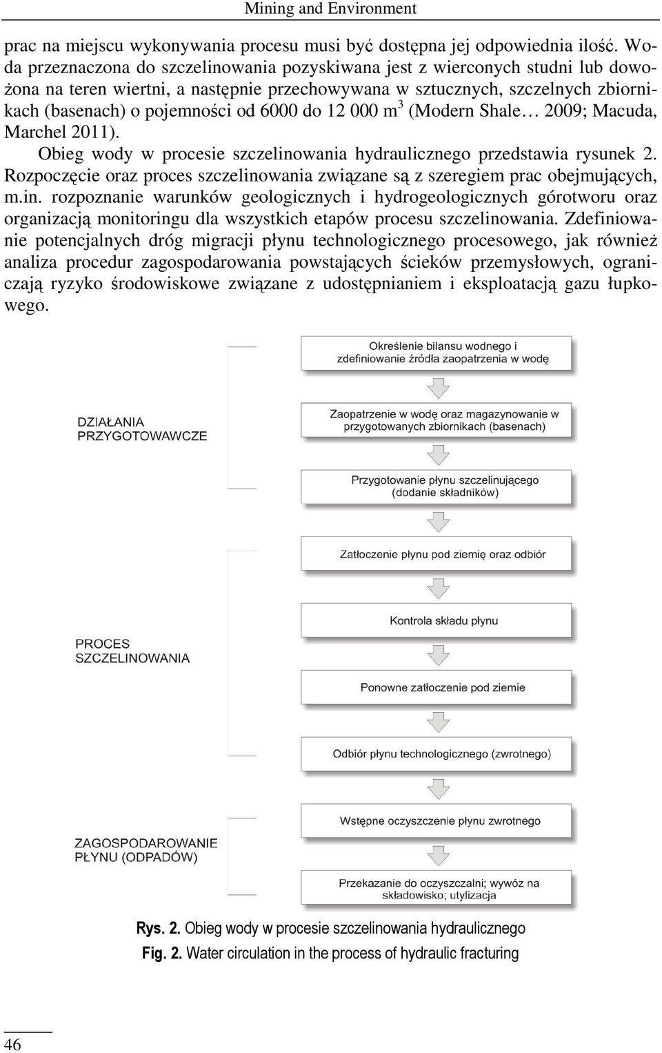 do 12 000 m 3 (Modern Shale 2009; Macuda, Marchel 2011). Obieg wody w procesie szczelinowania hydraulicznego przedstawia rysunek 2.