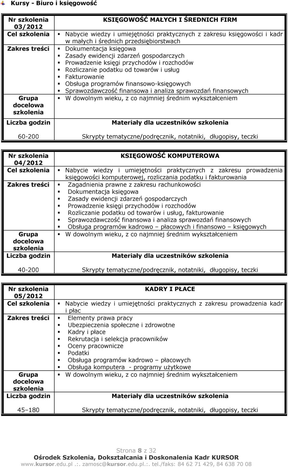 Sprawozdawczość finansowa i analiza sprawozdań finansowych W dowolnym wieku, z co najmniej średnim wykształceniem Materiały dla uczestników Nr 04/2012 Cel KSIĘGOWOŚĆ KOMPUTEROWA Nabycie wiedzy i