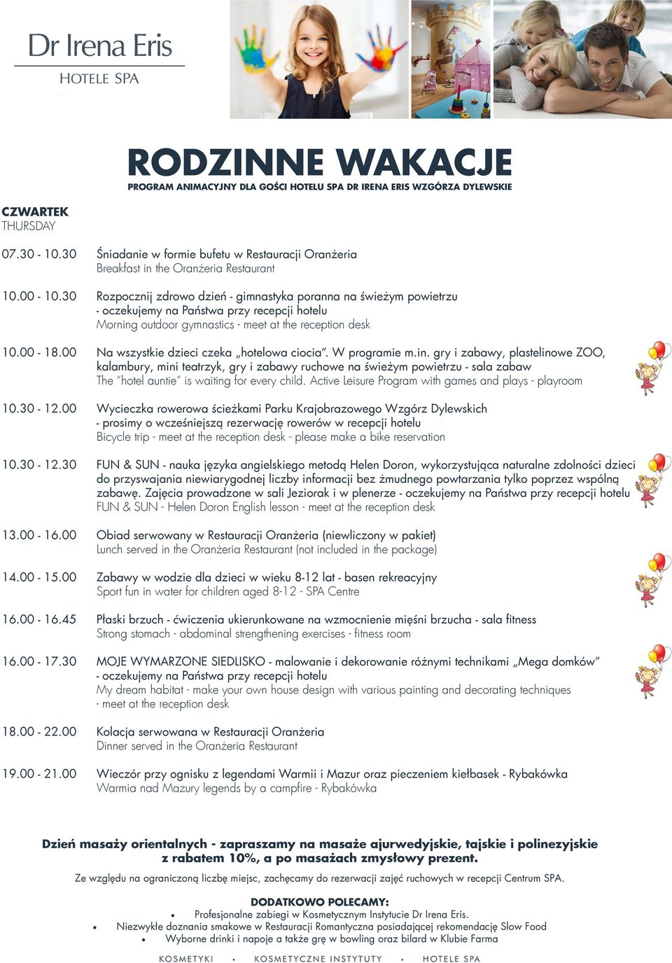 reservation zabawę. Zajęcia prowadzone w sali Jeziorak i w plenerze 14.00-15.