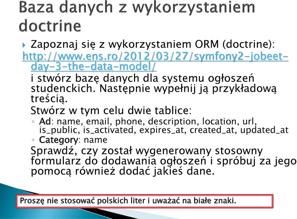 Następnie wypełnij ją przykładową treścią.