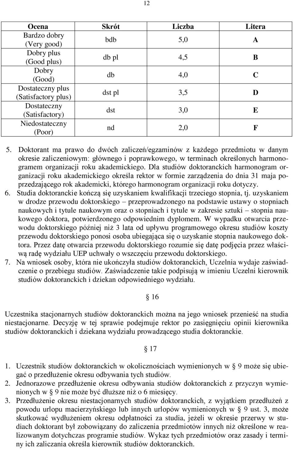 Doktorant ma prawo do dwóch zaliczeń/egzaminów z każdego przedmiotu w danym okresie zaliczeniowym: głównego i poprawkowego, w terminach określonych harmonogramem organizacji roku akademickiego.