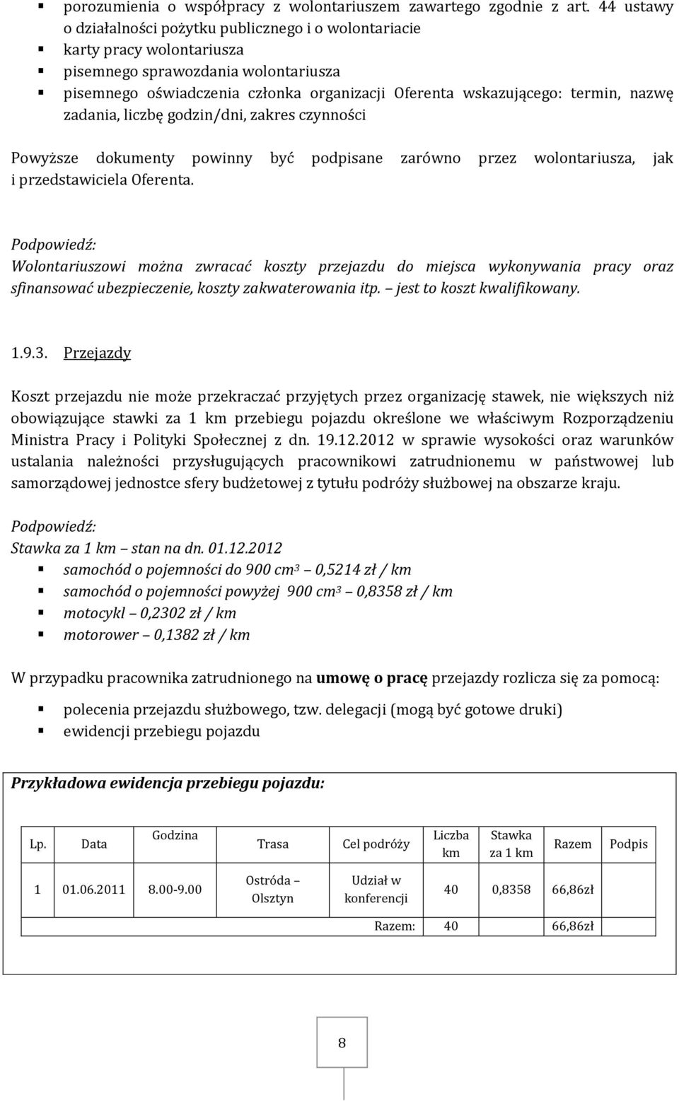 nazwę zadania, liczbę godzin/dni, zakres czynności Powyższe dokumenty powinny być podpisane zarówno przez wolontariusza, jak i przedstawiciela Oferenta.