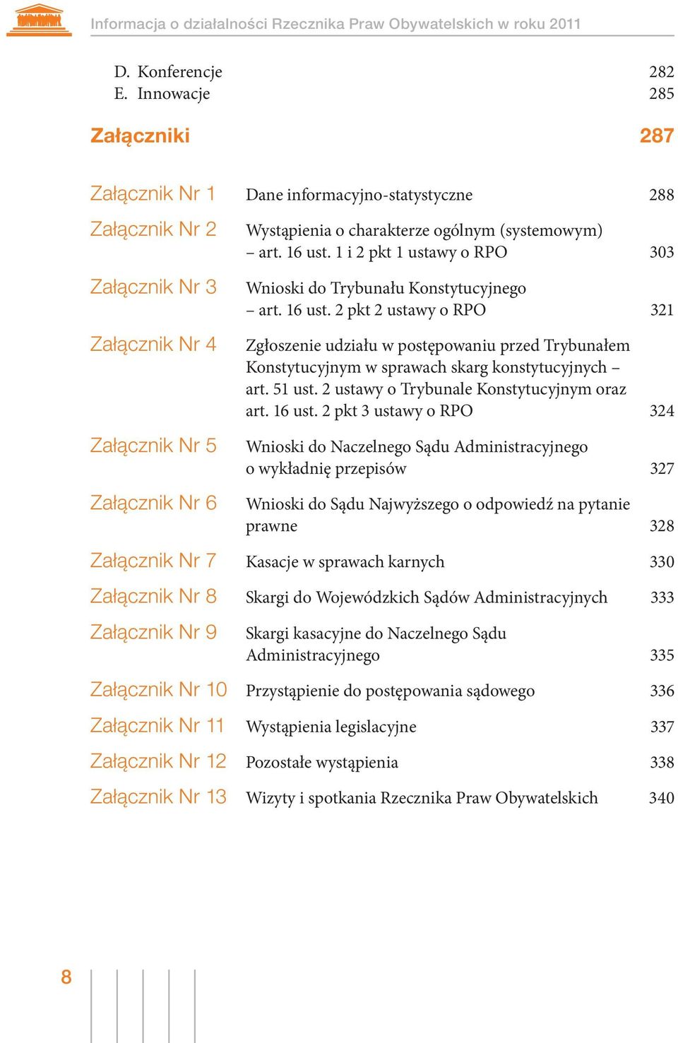 1 i 2 pkt 1 ustawy o RPO 303 Załącznik Nr 3 Załącznik Nr 4 Załącznik Nr 5 Załącznik Nr 6 Wnioski do Trybunału Konstytucyjnego art. 16 ust.