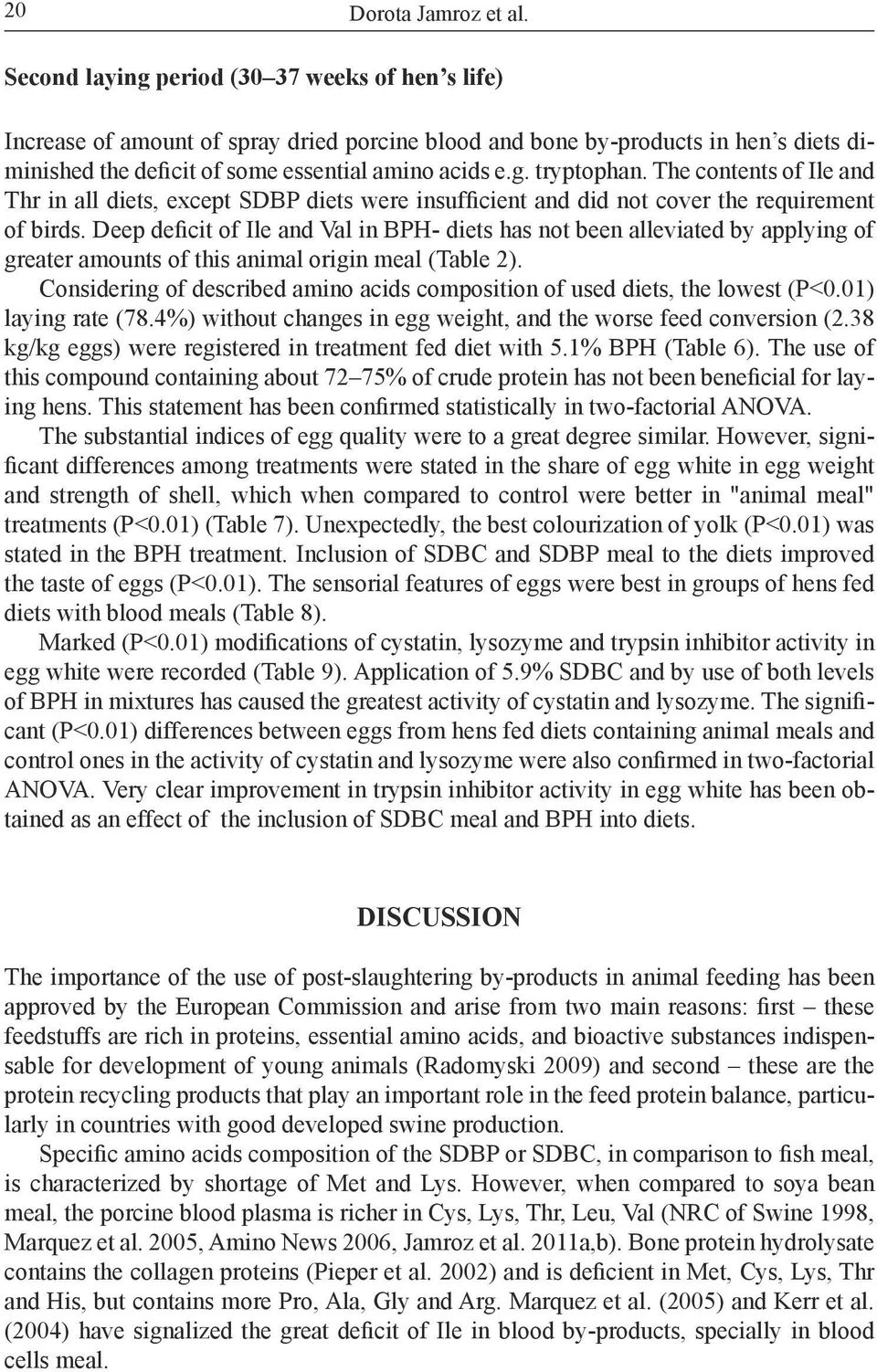 The contents of Ile and Thr in all diets, except SDBP diets were insufficient and did not cover the requirement of birds.