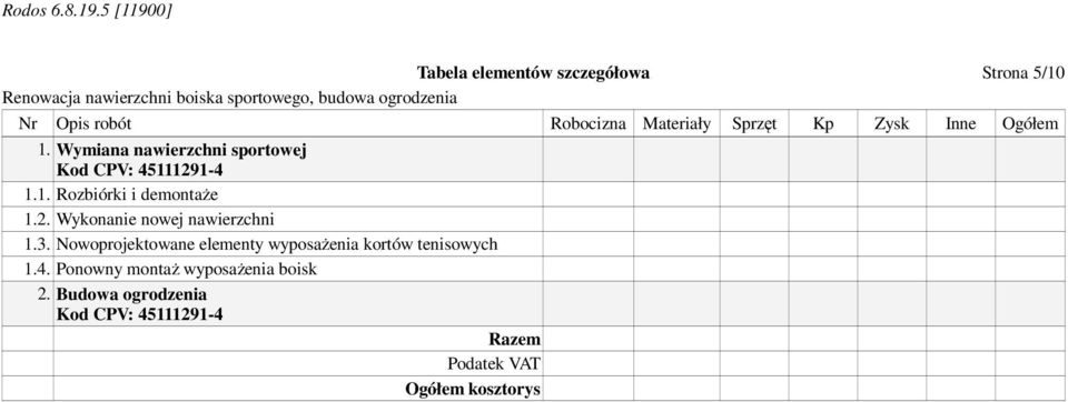 Wykonanie nowej nawierzchni 1.3.