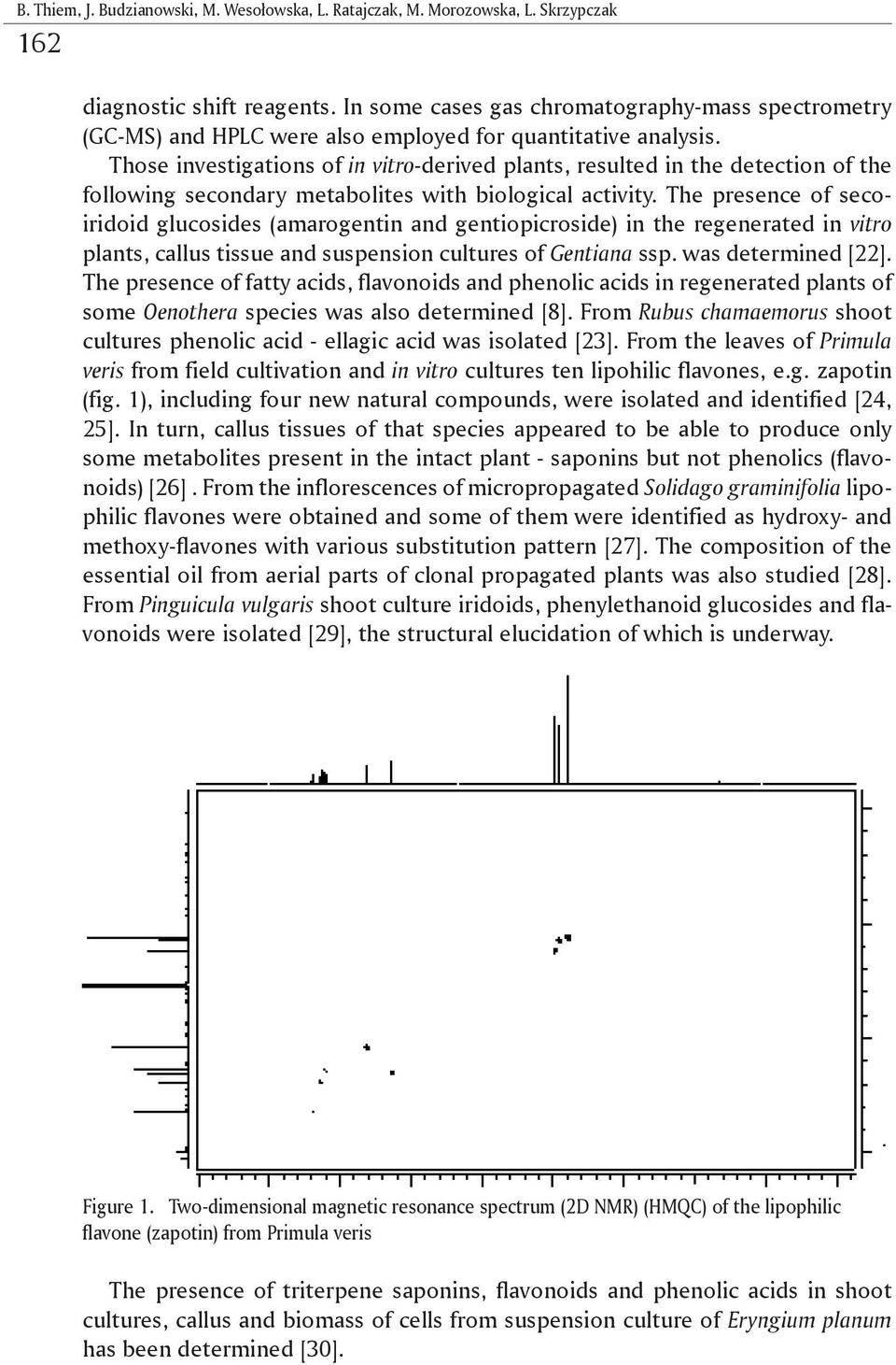 Those investigations of in vitro-derived plants, resulted in the detection of the following secondary metabolites with biological activity.