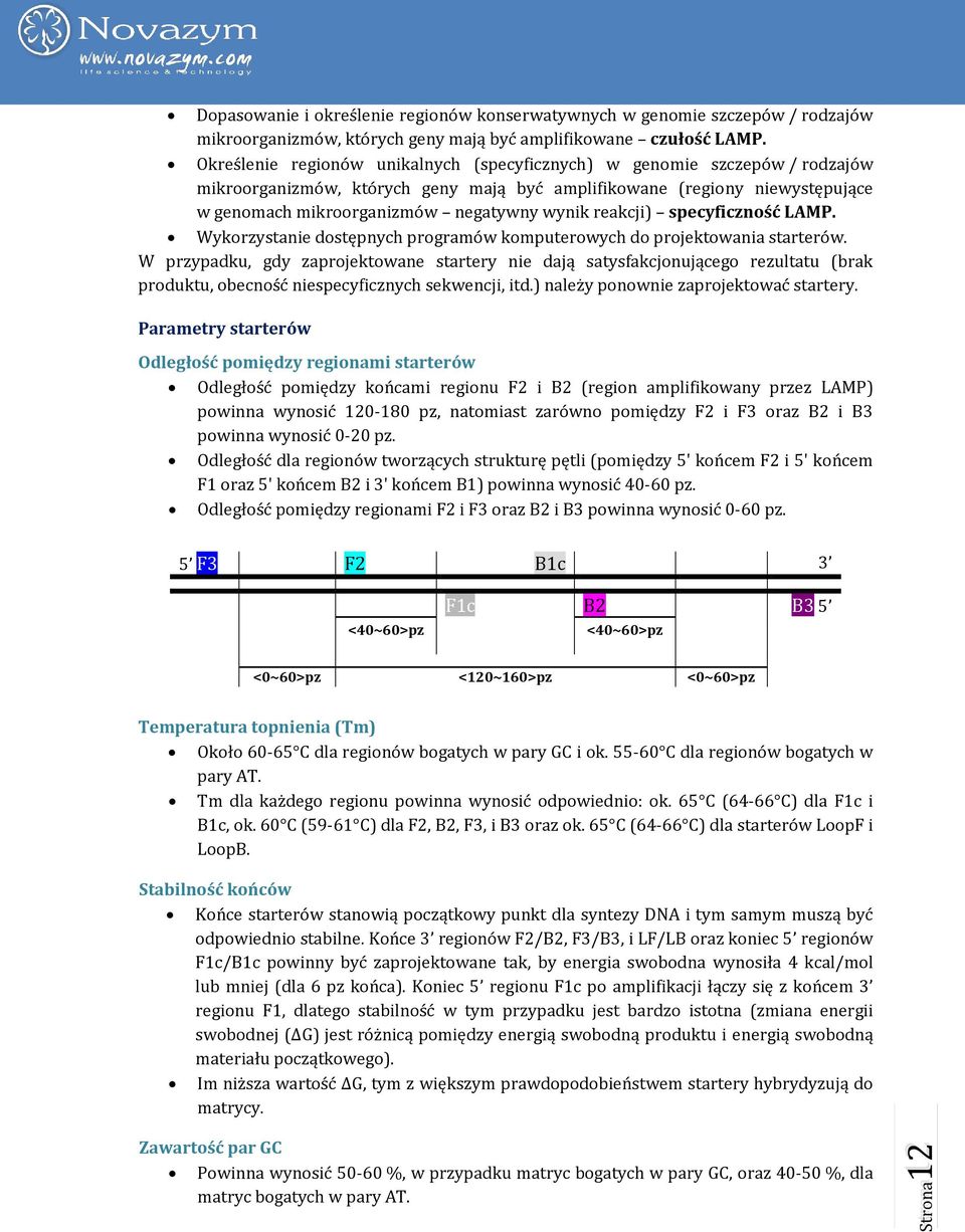 reakcji) specyficzność LAMP. Wykorzystanie dostępnych programów komputerowych do projektowania starterów.