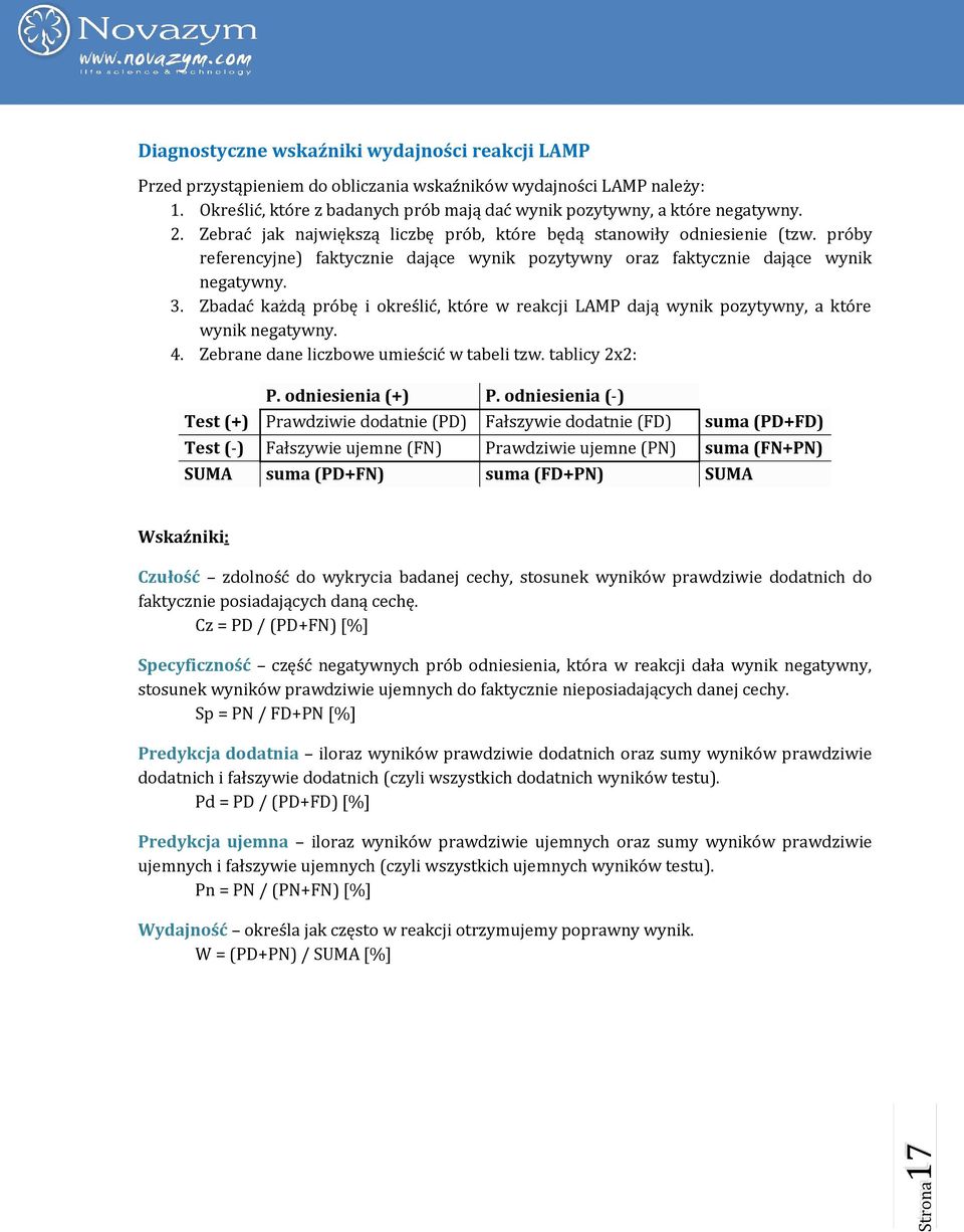 próby referencyjne) faktycznie dające wynik pozytywny oraz faktycznie dające wynik negatywny. 3. Zbadać każdą próbę i określić, które w reakcji LAMP dają wynik pozytywny, a które wynik negatywny. 4.