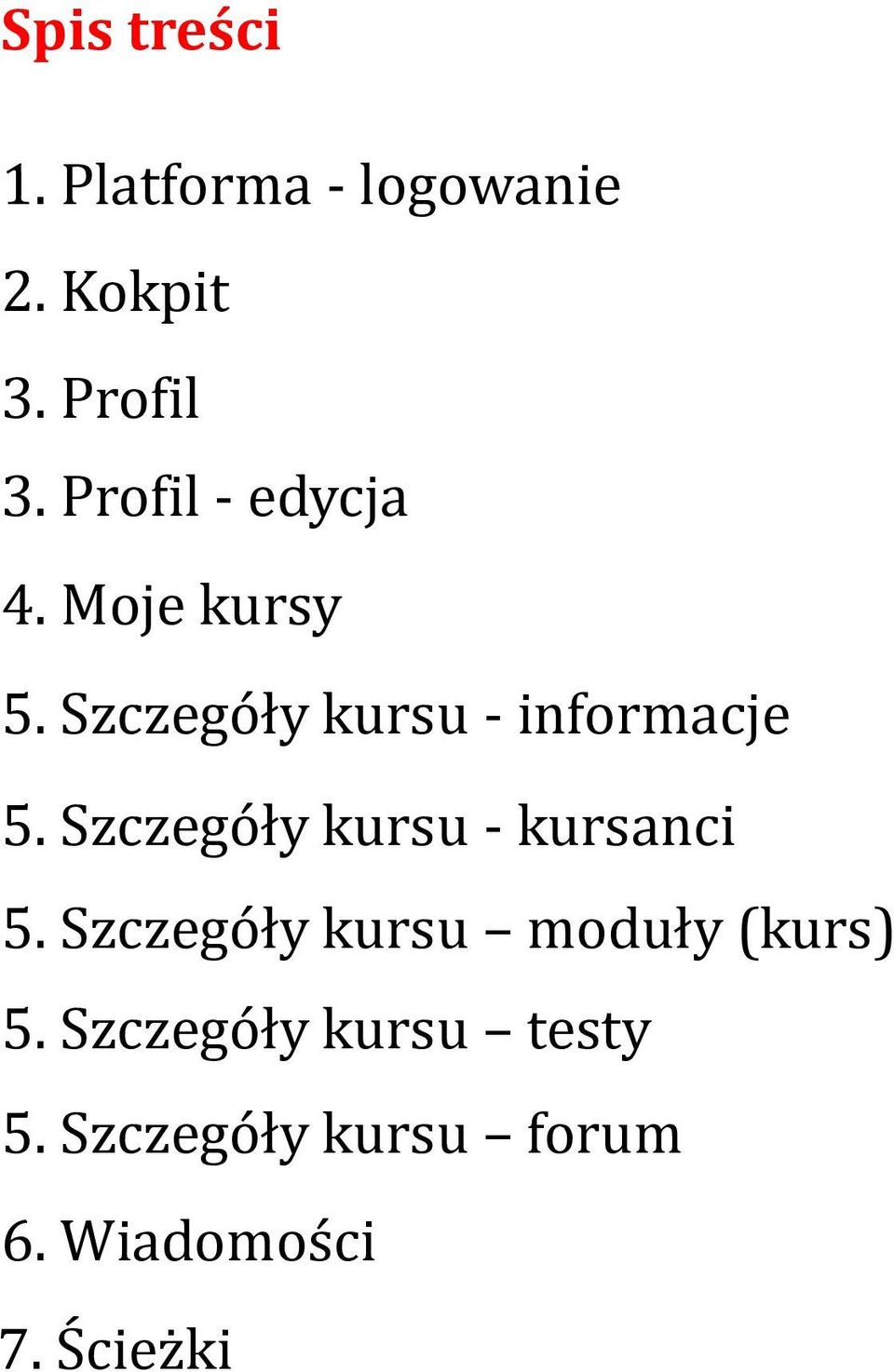 Szczegóły kursu - kursanci 5. Szczegóły kursu moduły (kurs) 5.